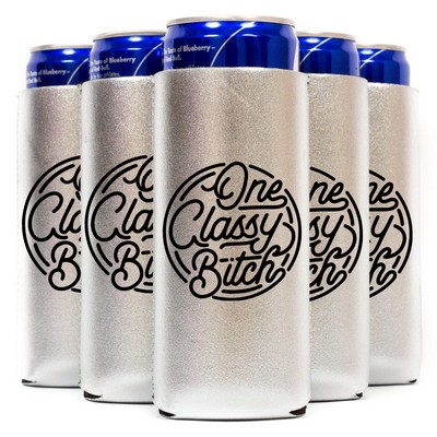 12 Oz. Screen Print Metallic Slim Seltzer Coolie